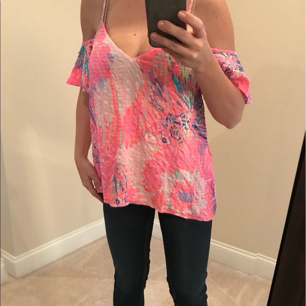 Lilly Pulitzer Aruna Off-the-Shoulder Chiffon Top